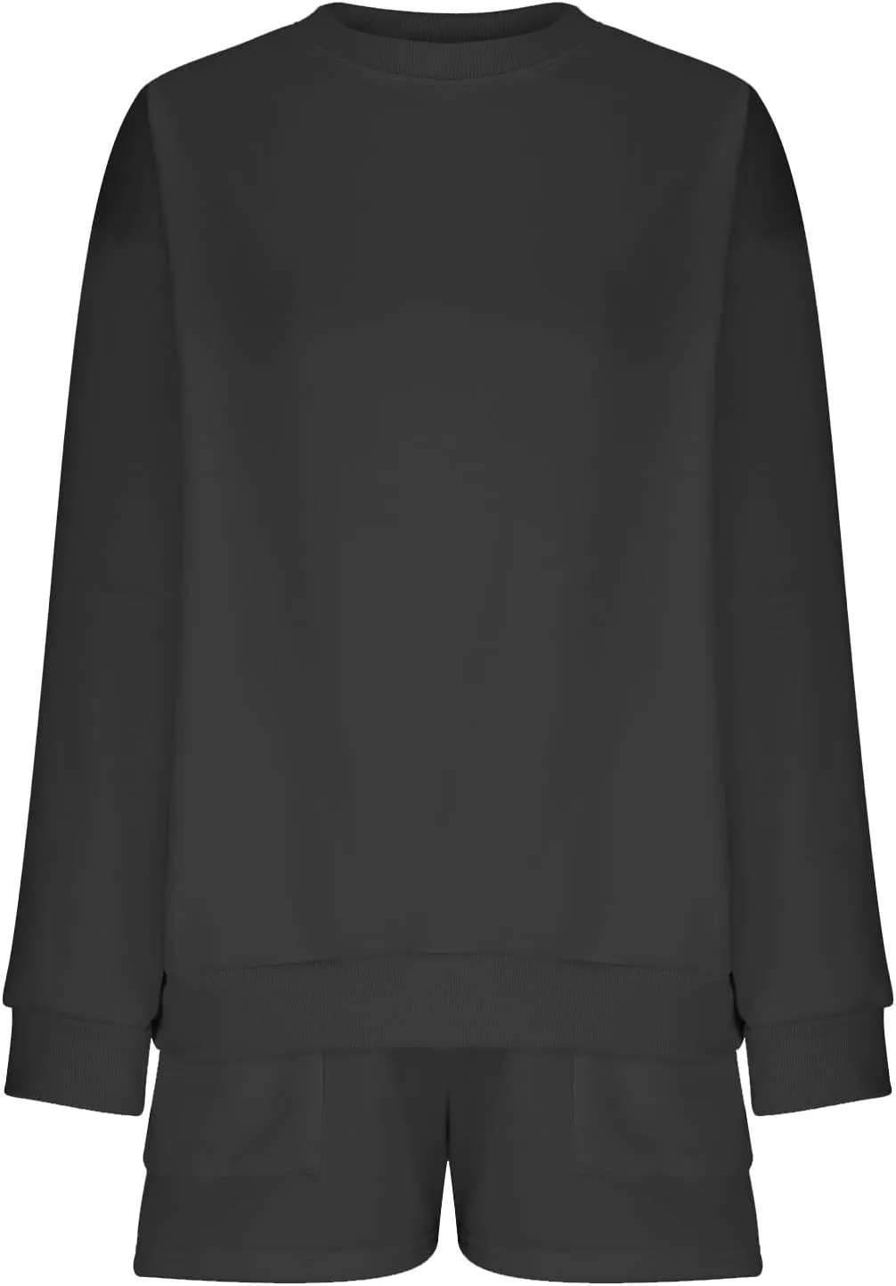 2 Piece Outfits Sweatsuit For Women Oversized Crewneck Sweatshirt & Lounge Shorts Set 2023 Fall Fashion Tracksuit