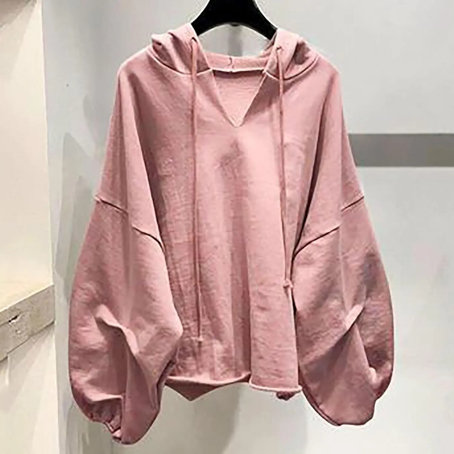 2024 Fashion Fall Hoodies for Women Oversized Solid Color Lightweight Sweatshirt Teen Girls Preppy Slouchy Pullover