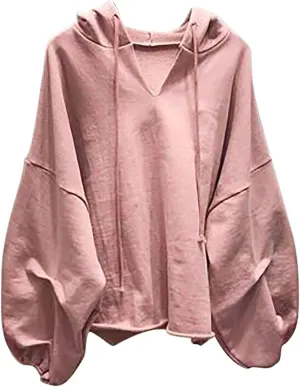 2024 Fashion Fall Hoodies for Women Oversized Solid Color Lightweight Sweatshirt Teen Girls Preppy Slouchy Pullover