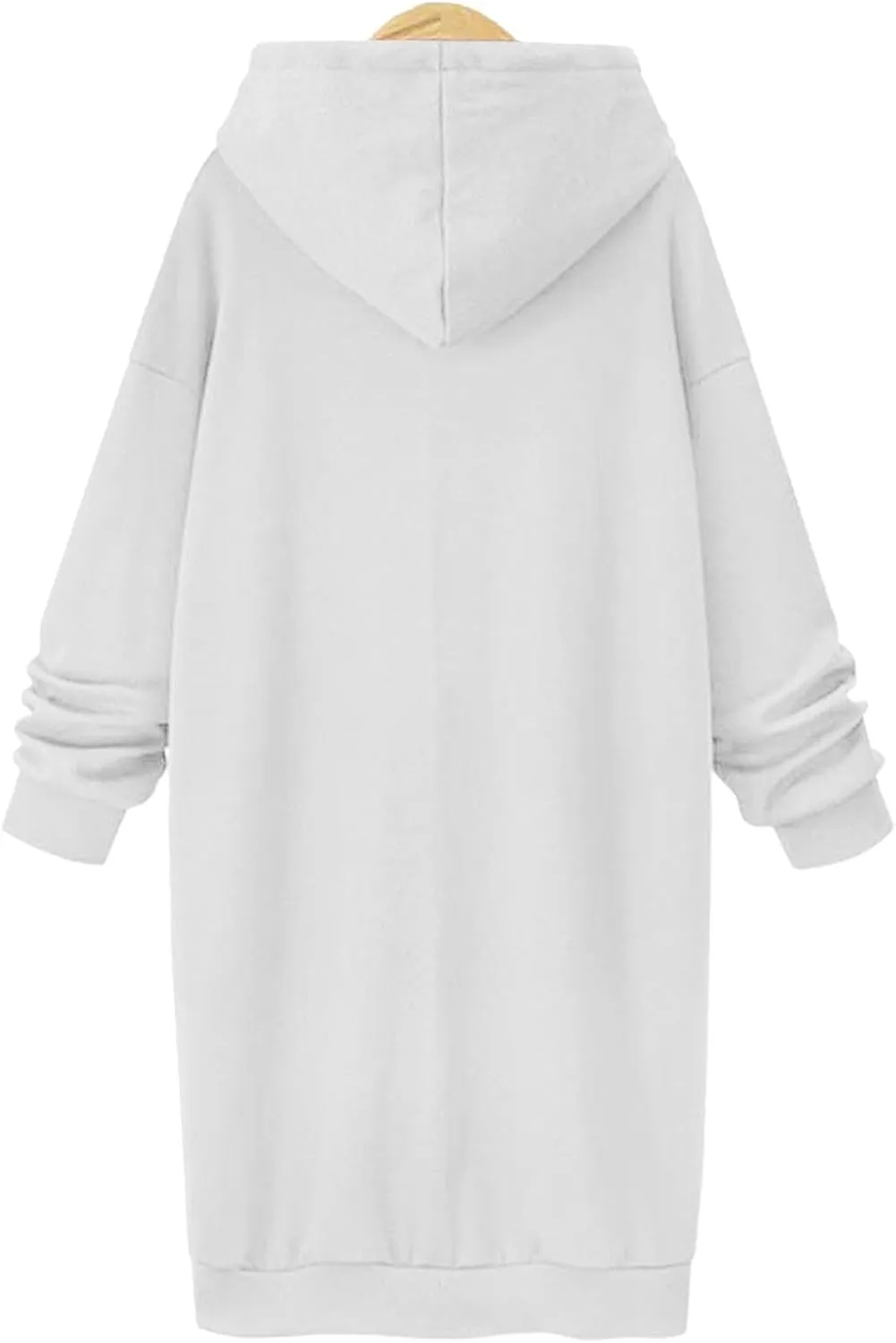 Akklian Women's Hoodie Sweatshirt Dress Knee Length Long Pullover Tops Split Hem Drawstring Hoodies Fall Winter Plush Sweater