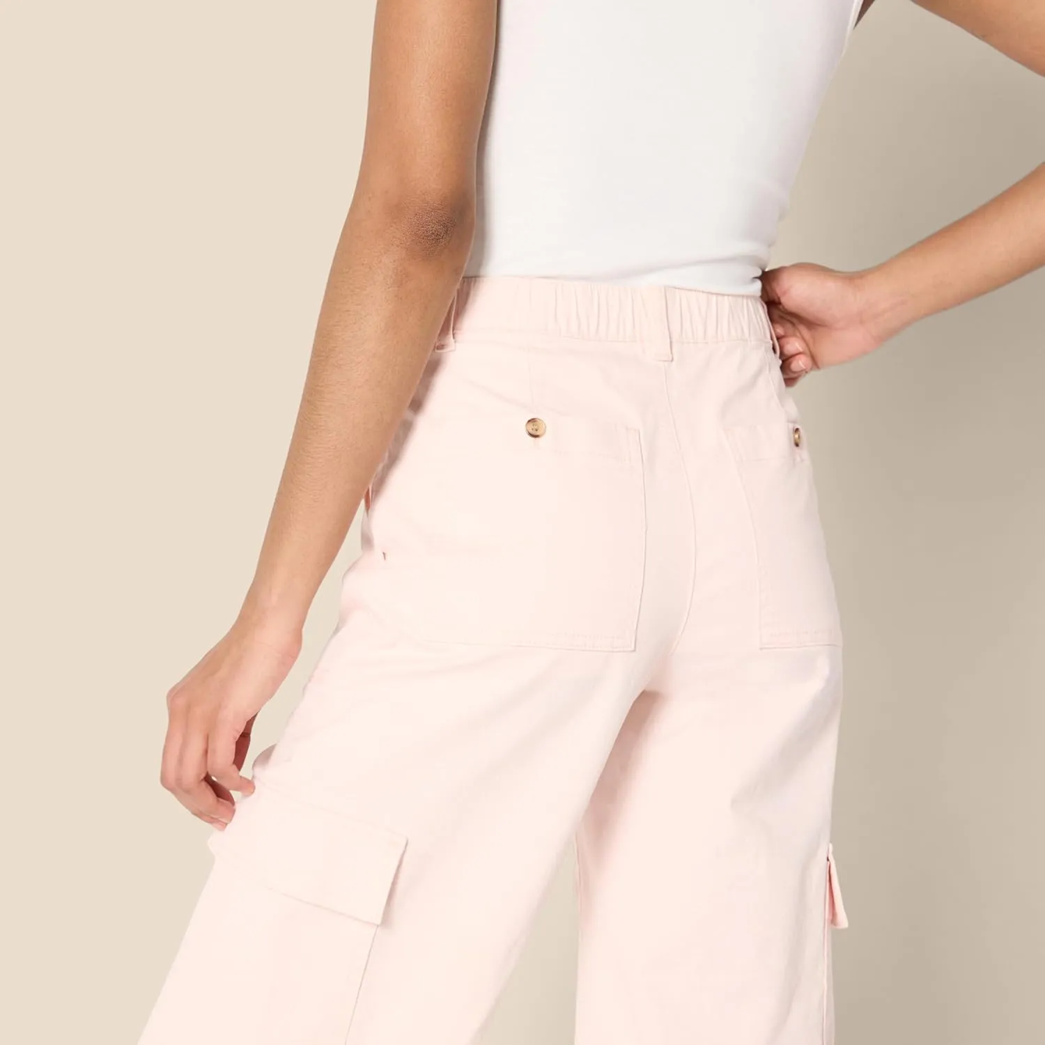 Amazon Essentials Women's High-Rise Regular-Fit Full-Length Cargo Khaki Pant