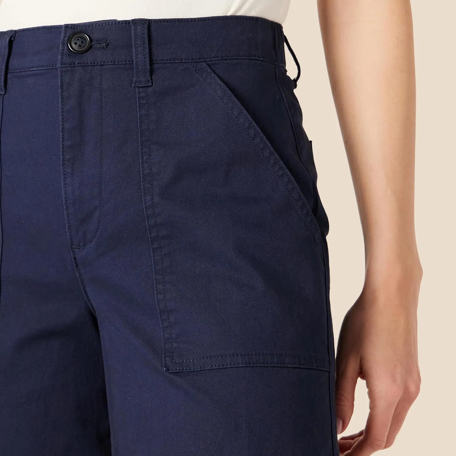 Amazon Essentials Women's High-Rise Regular-Fit Full-Length Cargo Khaki Pant