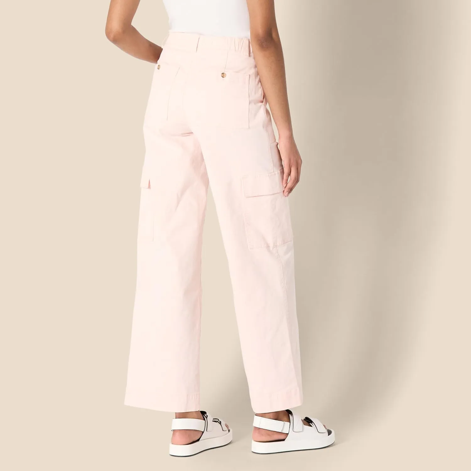 Amazon Essentials Women's High-Rise Regular-Fit Full-Length Cargo Khaki Pant