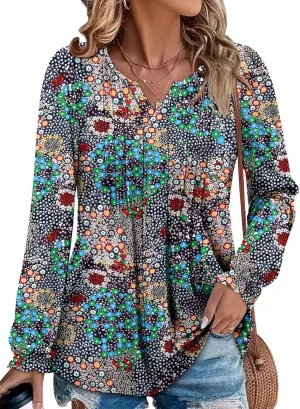 Angerella Long Sleeve Shirts for Women Comfy V Neck Fall Tops Dressy Casual Blouses Trendy Tunic Tops for Leggings S-3XL