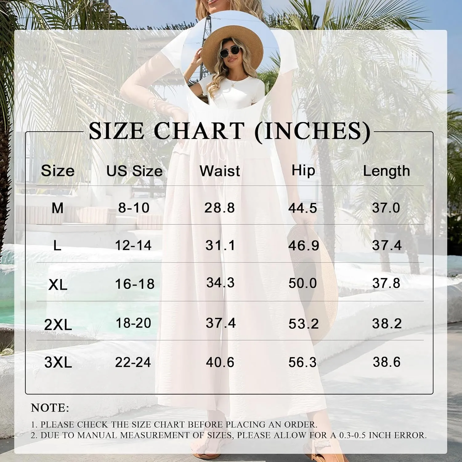 Aodemo Women's Palazzo Pants Dressy Wide Leg Pants High Waist Casual Beach Flowy Culottes with Pockets