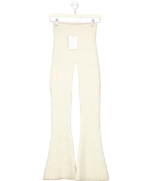 ASTA RESORT Cream Diana Knitted Leggings - Snow Shimmer UK XS