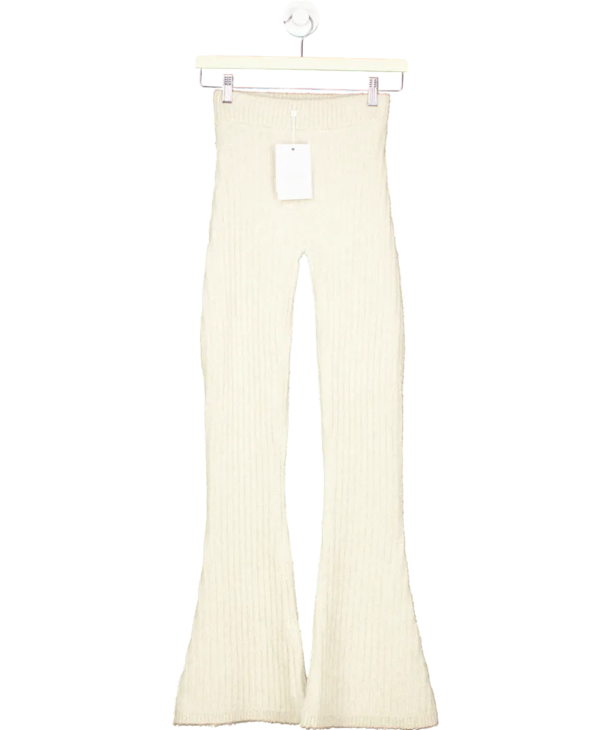 ASTA RESORT Cream Diana Knitted Leggings - Snow Shimmer UK XS
