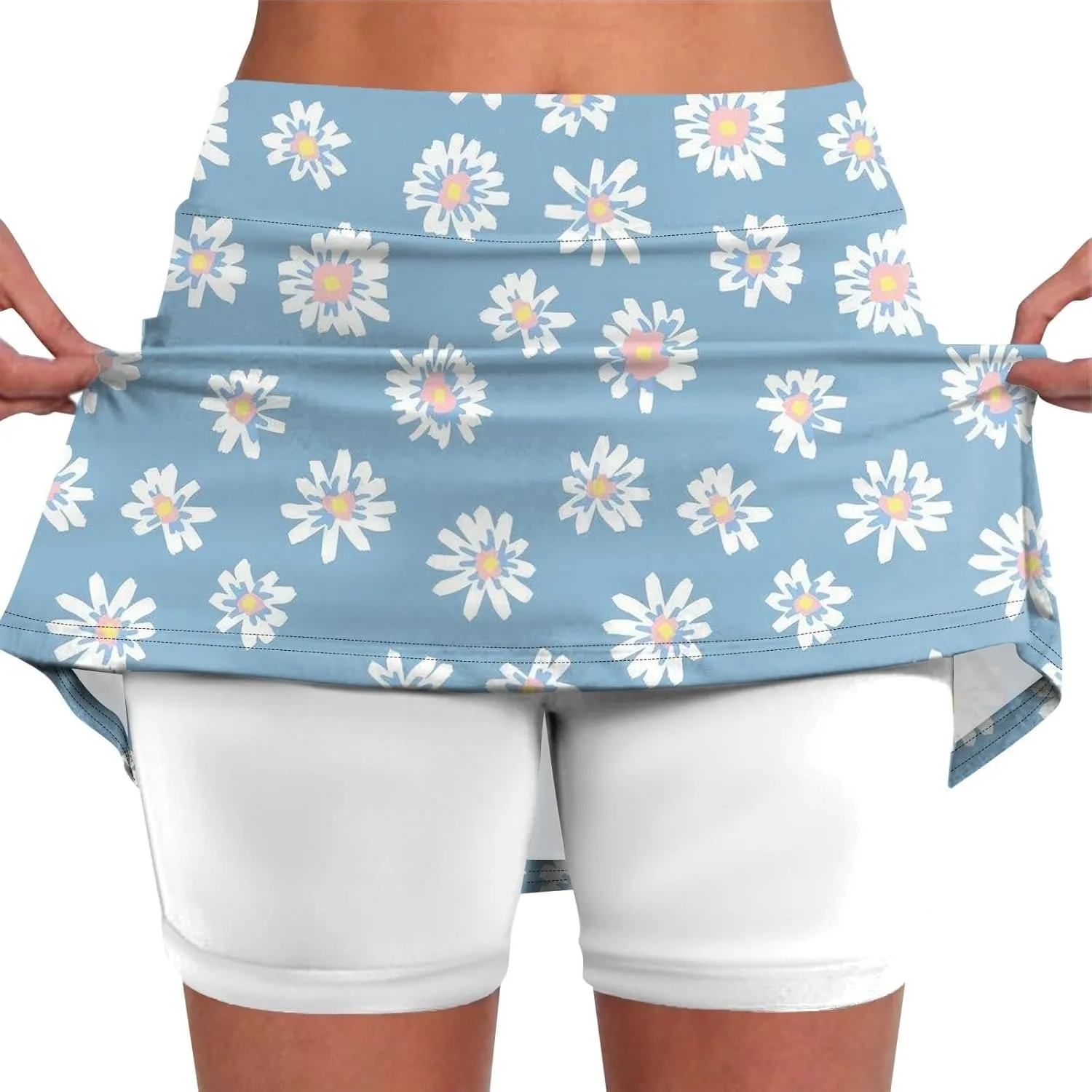 Athletic Skorts for Women with Pockets Lightweight Elastic Yoga Culottes High Waist Skinny Tennis Skirt Golf Skorts