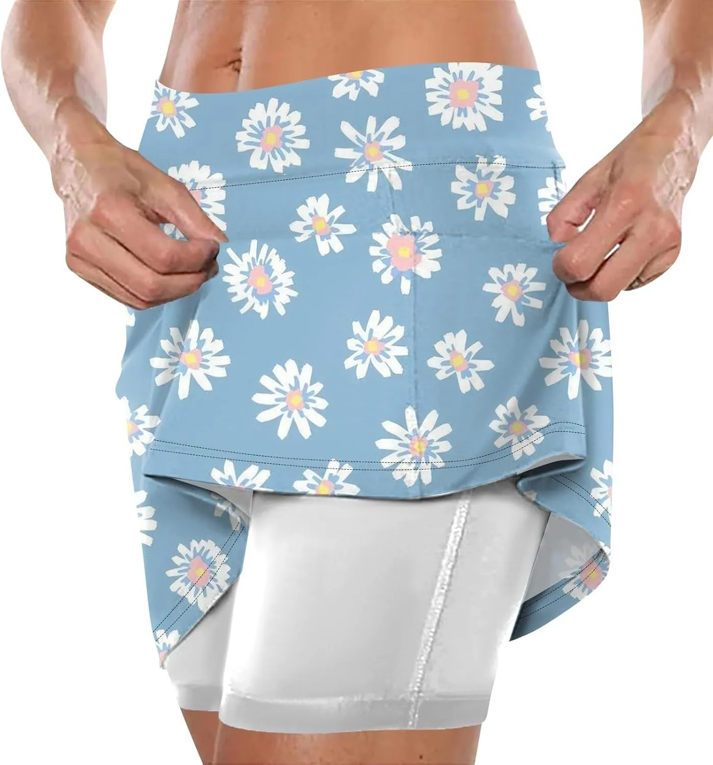 Athletic Skorts for Women with Pockets Lightweight Elastic Yoga Culottes High Waist Skinny Tennis Skirt Golf Skorts