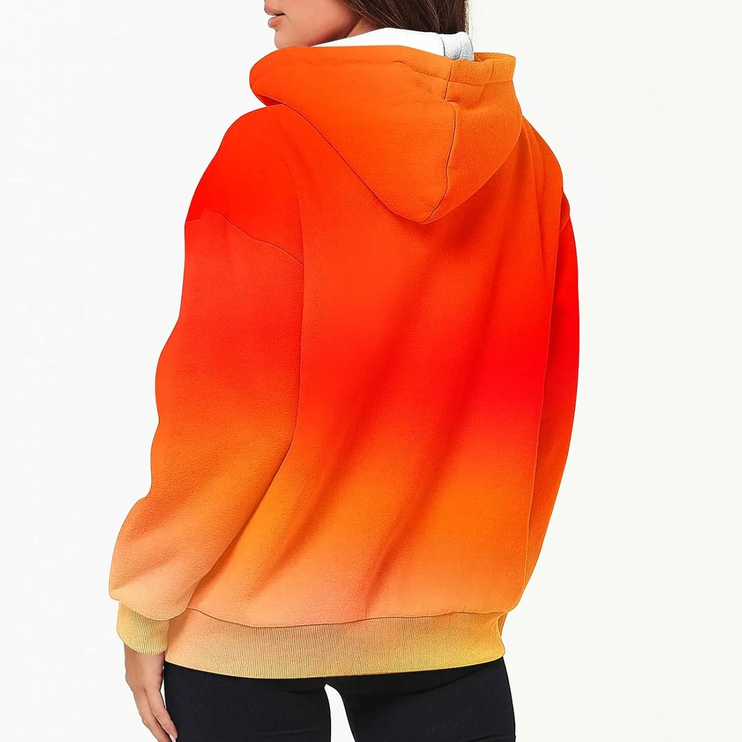 Bidobibo Zip Up Hoodie Women Gradient Color Pattern Zipper Hooded Plus Size Jacket Oversized Tunic Sweatshirt for Women