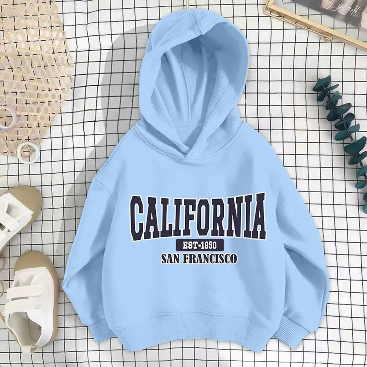 California Hoodies for Girls Graphic Letter Print Pullover Oversized Sweatshirts Long Sleeve Casual Loose Tops Preppy Clothes