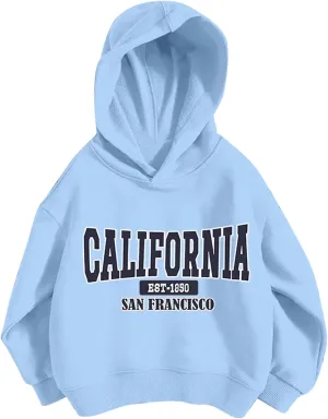 California Hoodies for Girls Graphic Letter Print Pullover Oversized Sweatshirts Long Sleeve Casual Loose Tops Preppy Clothes