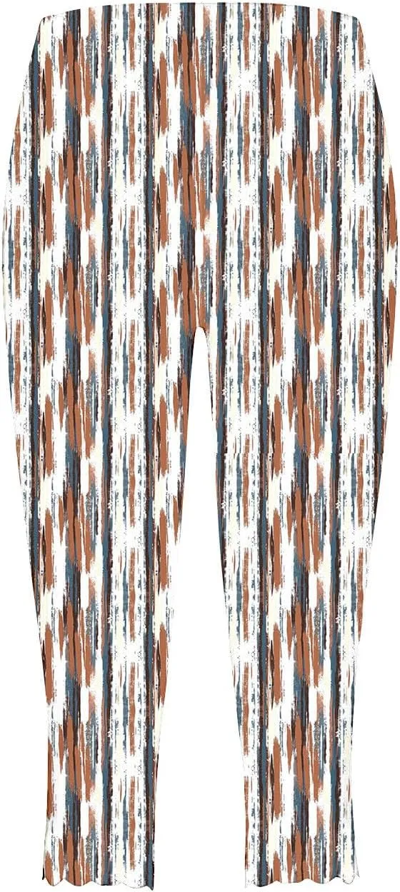 Capri Leggings for Women Plus Size Floral Print High Waist Capris Pants Wave Hem Yoga Gym Pants Casual Cropped Trouser