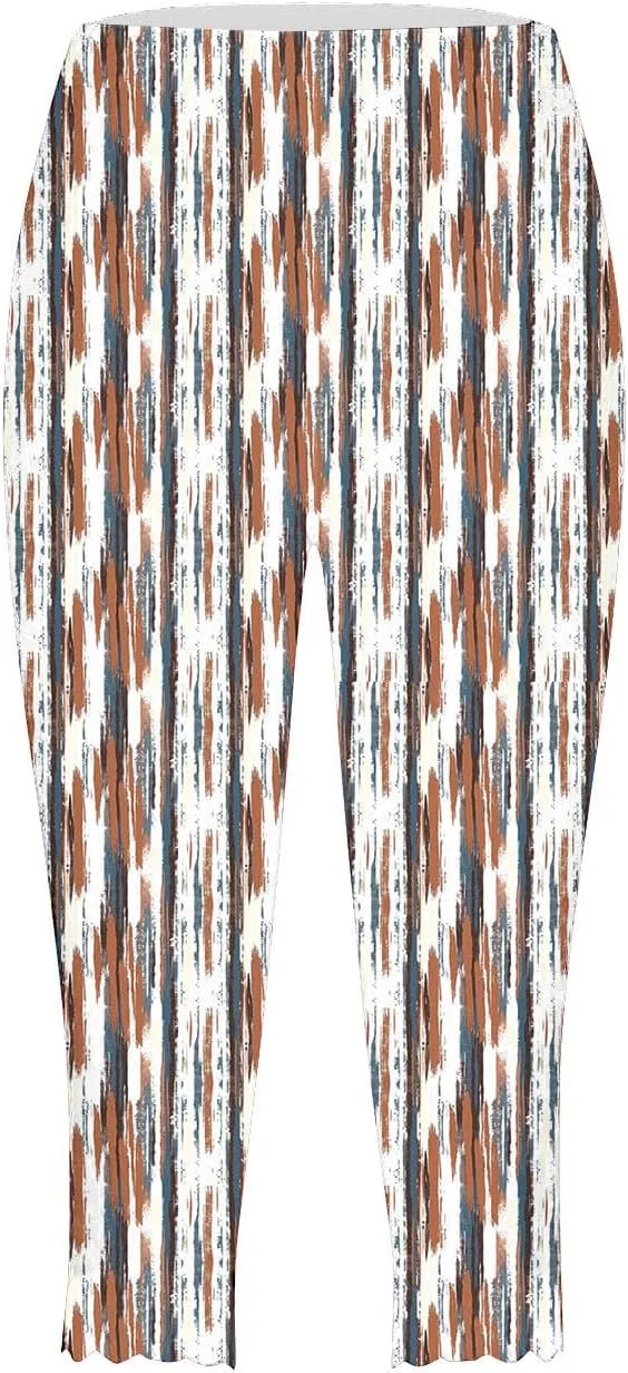 Capri Leggings for Women Plus Size Floral Print High Waist Capris Pants Wave Hem Yoga Gym Pants Casual Cropped Trouser