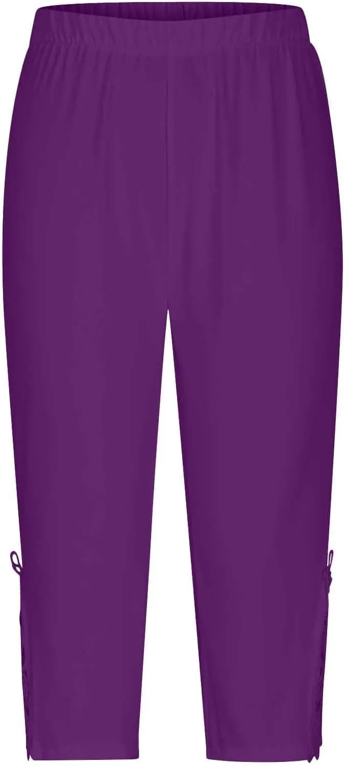 Capri Leggings for Women Summer Dressy High Waist Capris Pant Tummy Control Knee Length Slim Fit Yoga Cropped Trouser