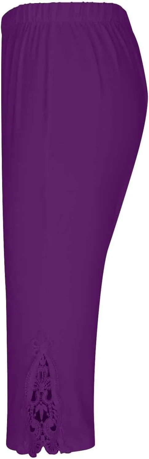 Capri Leggings for Women Summer Dressy High Waist Capris Pant Tummy Control Knee Length Slim Fit Yoga Cropped Trouser