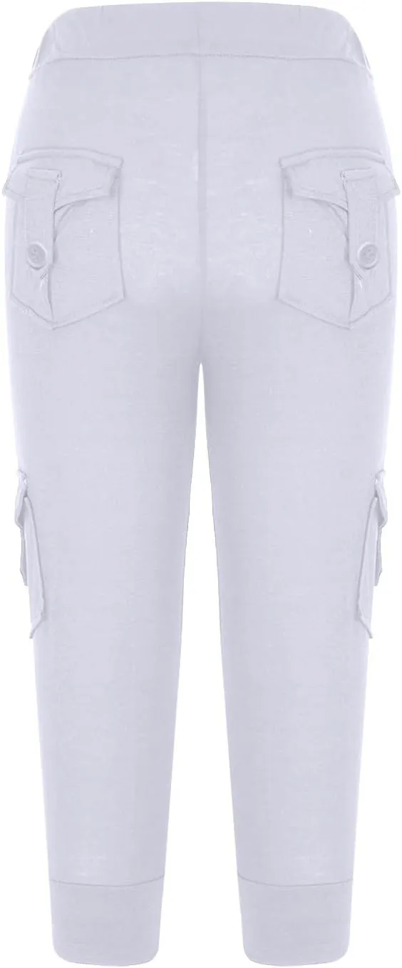 Capri Pants for Women 2024 Summer Casual Capri Leggings Lightweight High Wasit Stretch Cropped Trousers with Pockets