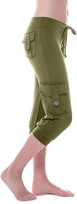 Capri Pants for Women 2024 Summer Casual Capri Leggings Lightweight High Wasit Stretch Cropped Trousers with Pockets