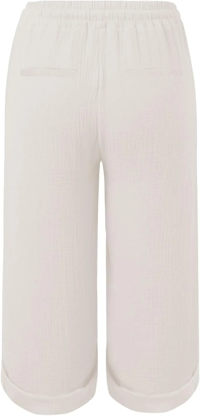 Capri Pants for Women Casual Summer Drawstring Elastic High Waist Linen Pant Cotton Linen Yoga Cropped Trousers