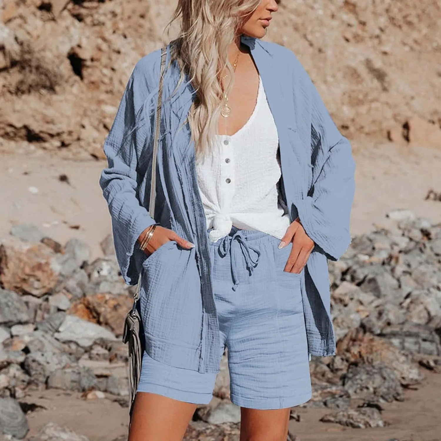 Capri Pants for Women Casual Summer Drawstring Elastic High Waist Linen Pant Cotton Linen Yoga Cropped Trousers