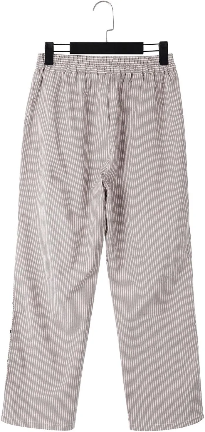 Capri Pants for Women Cotton Linen Pants,Summer Wide Leg Casual Loose Drawstring High Waist Palazzo Pants