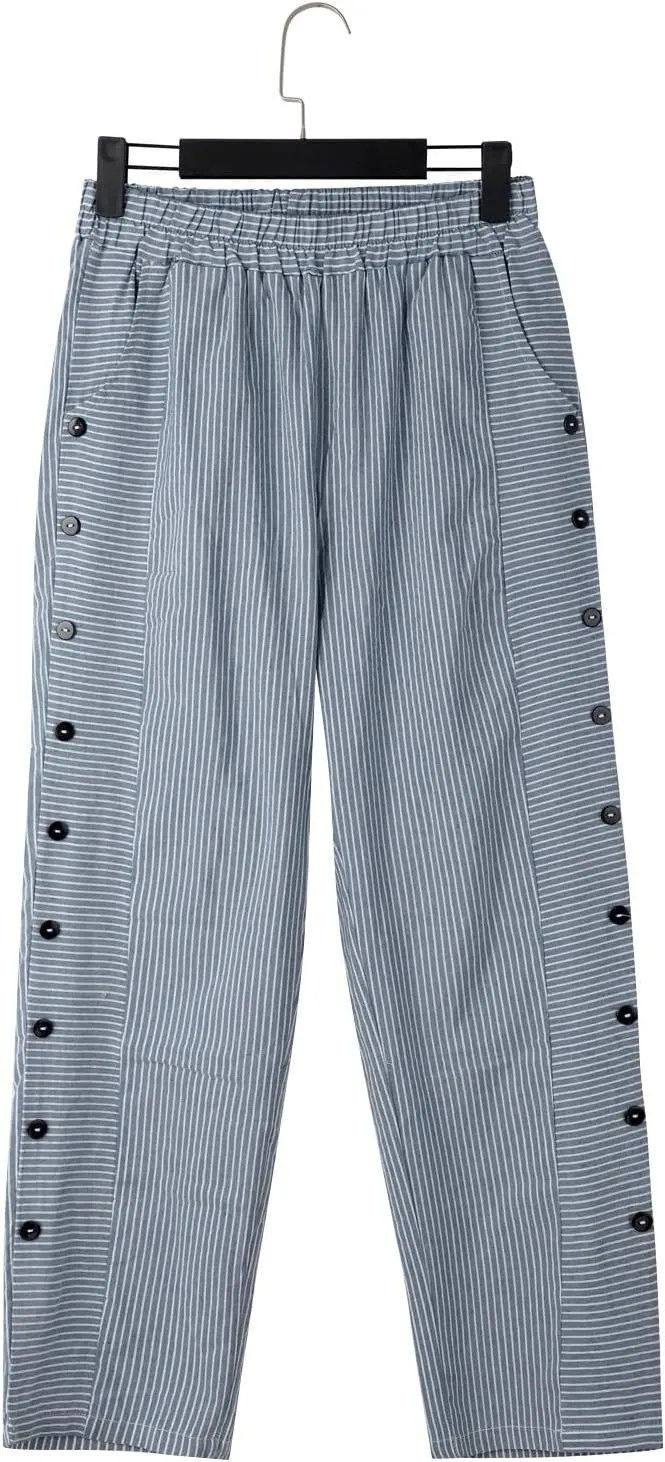 Capri Pants for Women Cotton Linen Pants,Summer Wide Leg Casual Loose Drawstring High Waist Palazzo Pants