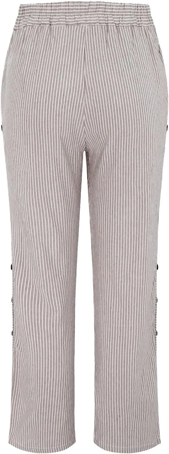 Capri Pants for Women Cotton Linen Pants,Summer Wide Leg Casual Loose Drawstring High Waist Palazzo Pants
