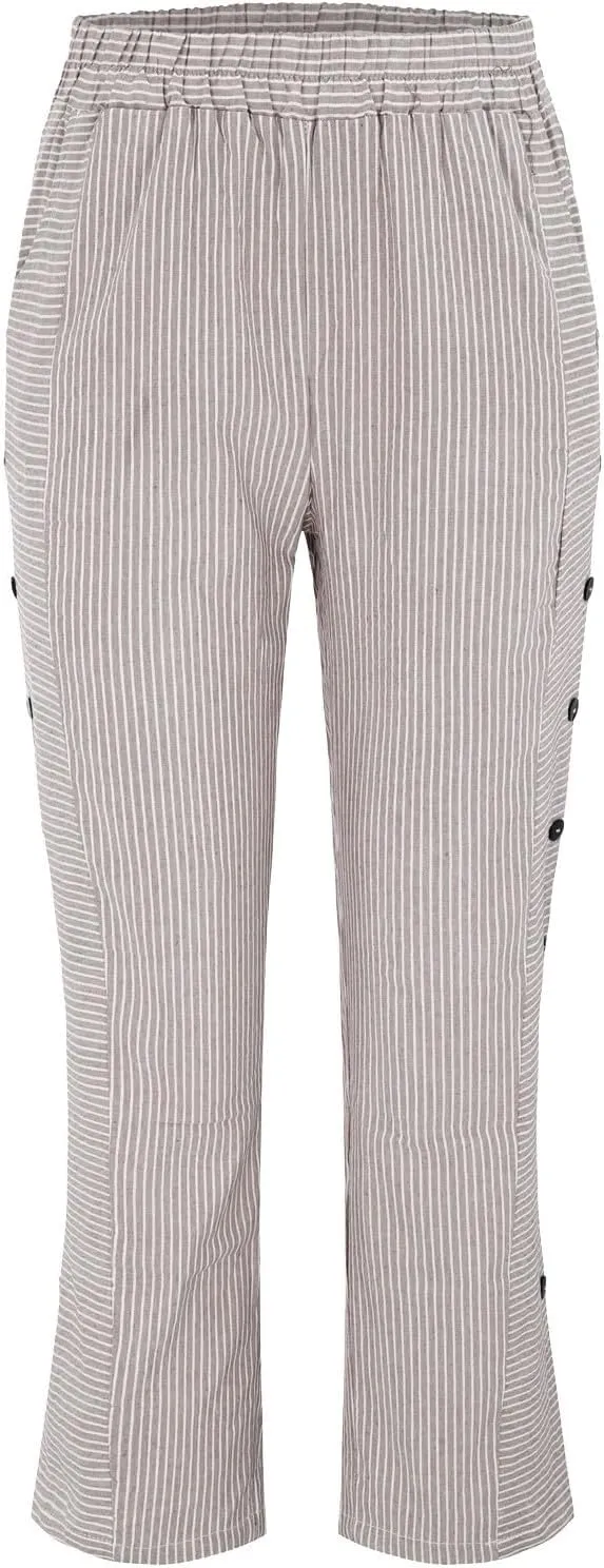 Capri Pants for Women Cotton Linen Pants,Summer Wide Leg Casual Loose Drawstring High Waist Palazzo Pants