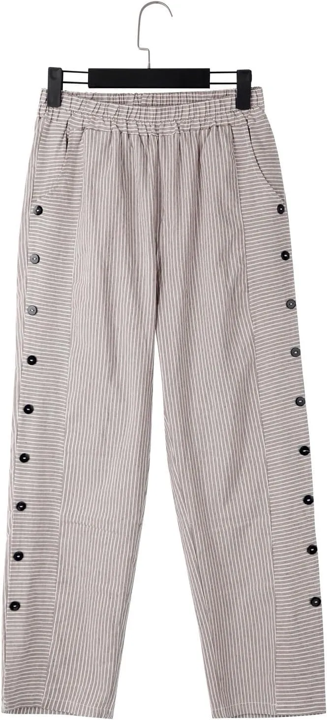 Capri Pants for Women Cotton Linen Pants,Summer Wide Leg Casual Loose Drawstring High Waist Palazzo Pants