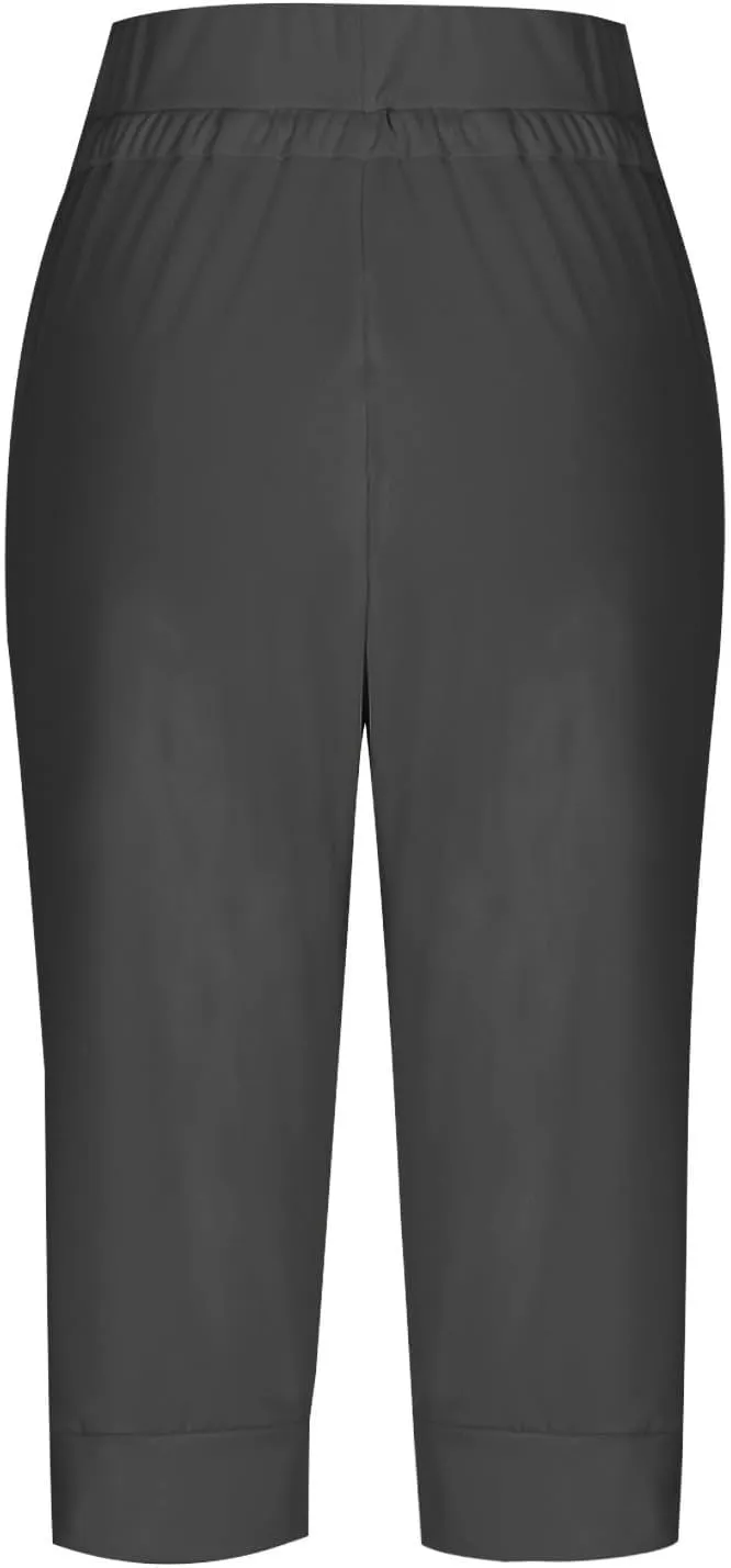 Capri Pants for Women High Waist Drawstring Capris Casual Trousers Summer 2025 Vacation Capri Pants with Pockets