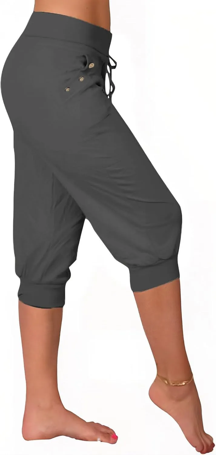 Capri Pants for Women High Waist Drawstring Capris Casual Trousers Summer 2025 Vacation Capri Pants with Pockets