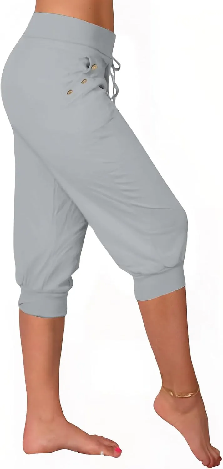 Capri Pants for Women High Waist Drawstring Capris Casual Trousers Summer 2025 Vacation Capri Pants with Pockets