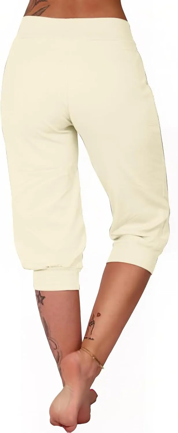 Capri Pants for Women High Waist Drawstring Capris Casual Trousers Summer 2025 Vacation Capri Pants with Pockets