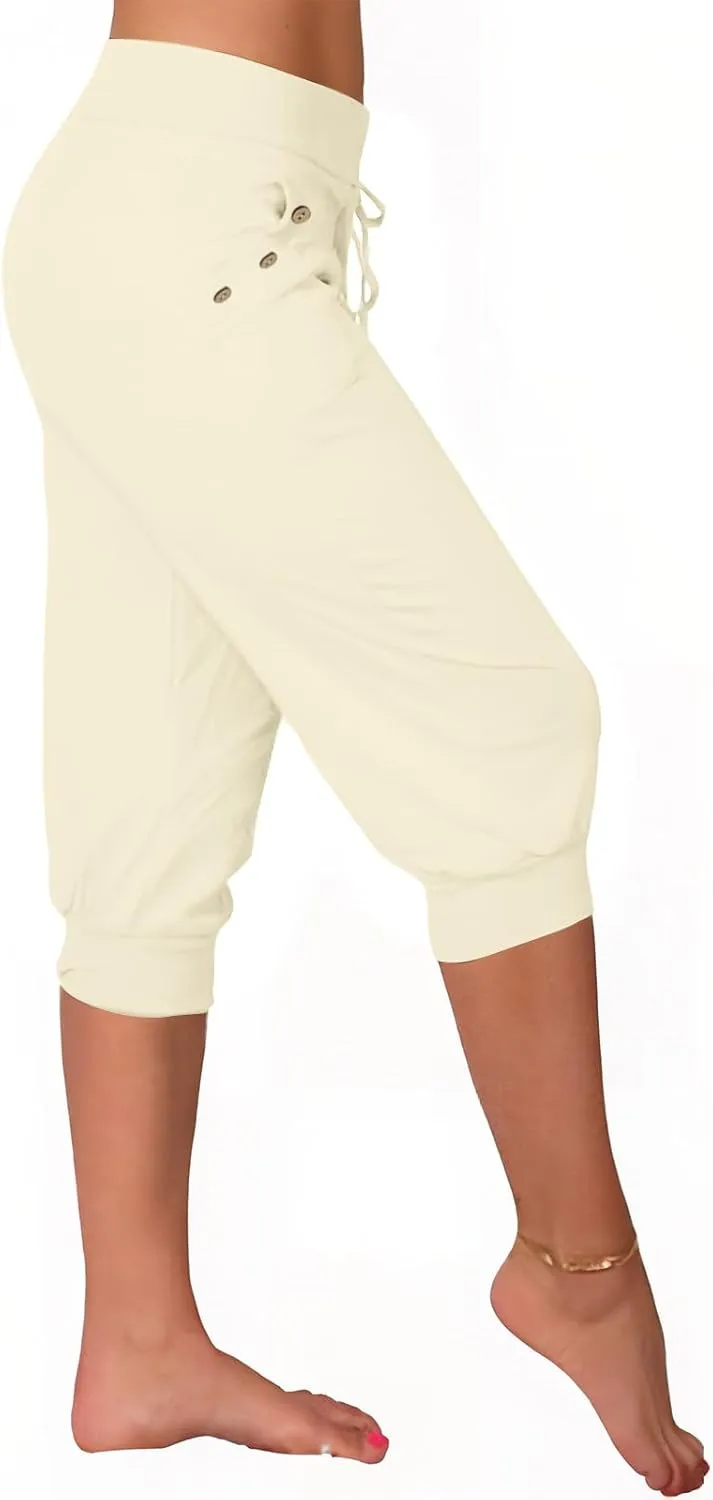 Capri Pants for Women High Waist Drawstring Capris Casual Trousers Summer 2025 Vacation Capri Pants with Pockets
