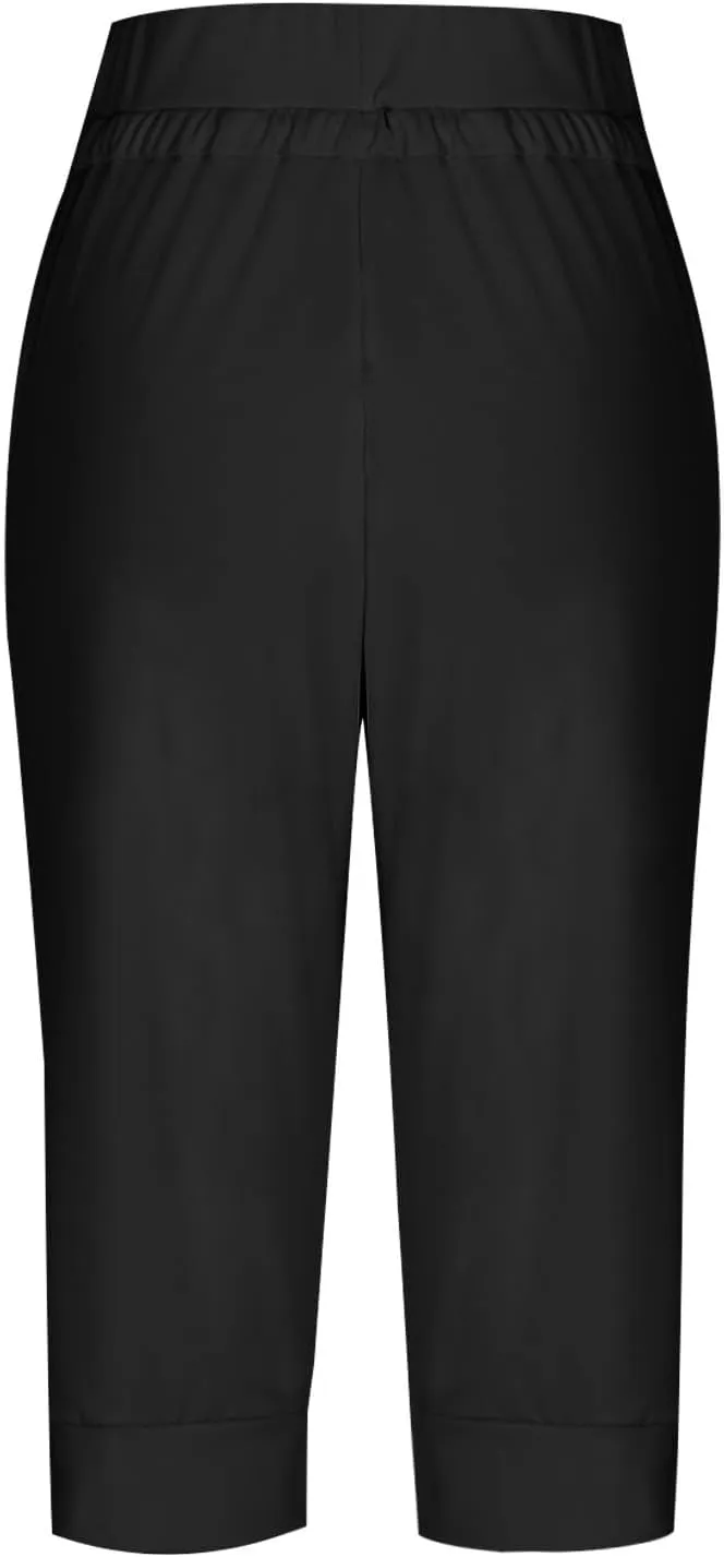 Capri Pants for Women High Waist Drawstring Capris Casual Trousers Summer 2025 Vacation Capri Pants with Pockets