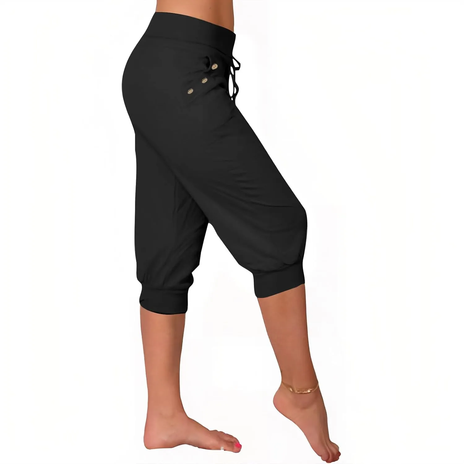 Capri Pants for Women High Waist Drawstring Capris Casual Trousers Summer 2025 Vacation Capri Pants with Pockets
