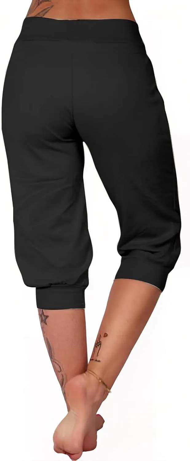 Capri Pants for Women High Waist Drawstring Capris Casual Trousers Summer 2025 Vacation Capri Pants with Pockets