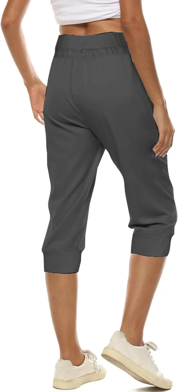 Capri Pants for Women High Waist Drawstring Capris Casual Trousers Summer 2025 Vacation Capri Pants with Pockets