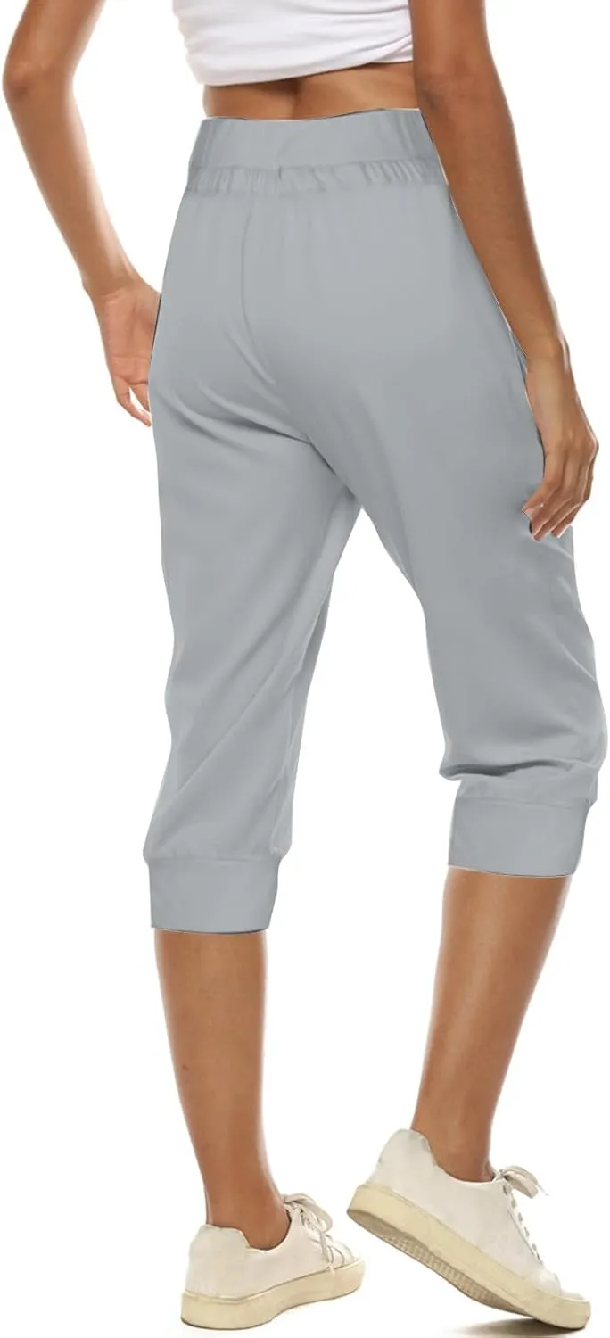 Capri Pants for Women High Waist Drawstring Capris Casual Trousers Summer 2025 Vacation Capri Pants with Pockets