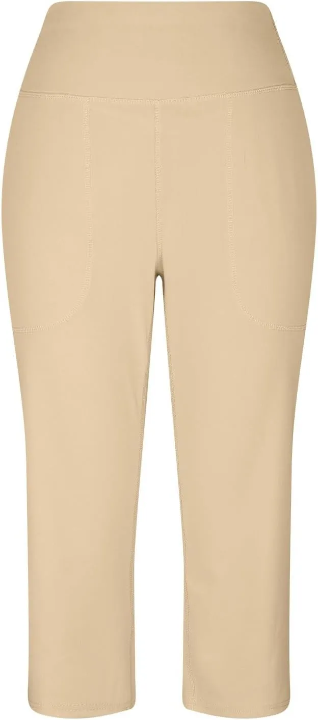 Capri Yoga Pants for Women Stretch High Waisted Wide Leg Pull on Capris Workout Athletic Work Pants with Pockets