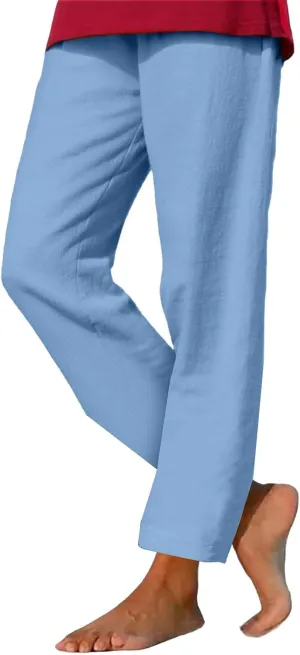 Casual Cotton Linen Pants Women Elastic High Waist Drawstring Tapered Leg Joggers Trousers Summer Beach Lounge Pants