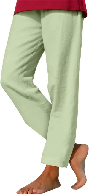 Casual Cotton Linen Pants Women Elastic High Waist Drawstring Tapered Leg Joggers Trousers Summer Beach Lounge Pants