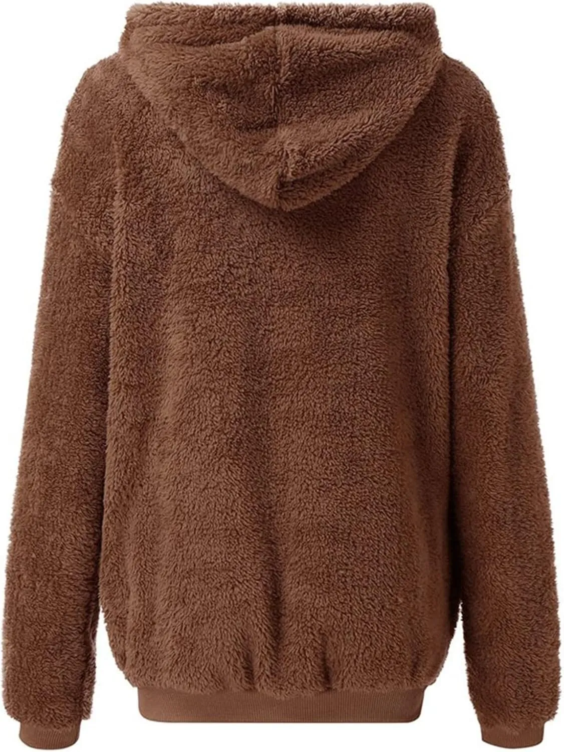 Cdiecer Fluffy Fleece Hoodies Womens Zip Up Sweatshirt Warm Hooded Jacket Oversized Sherpa Coat Outwear with Pockets