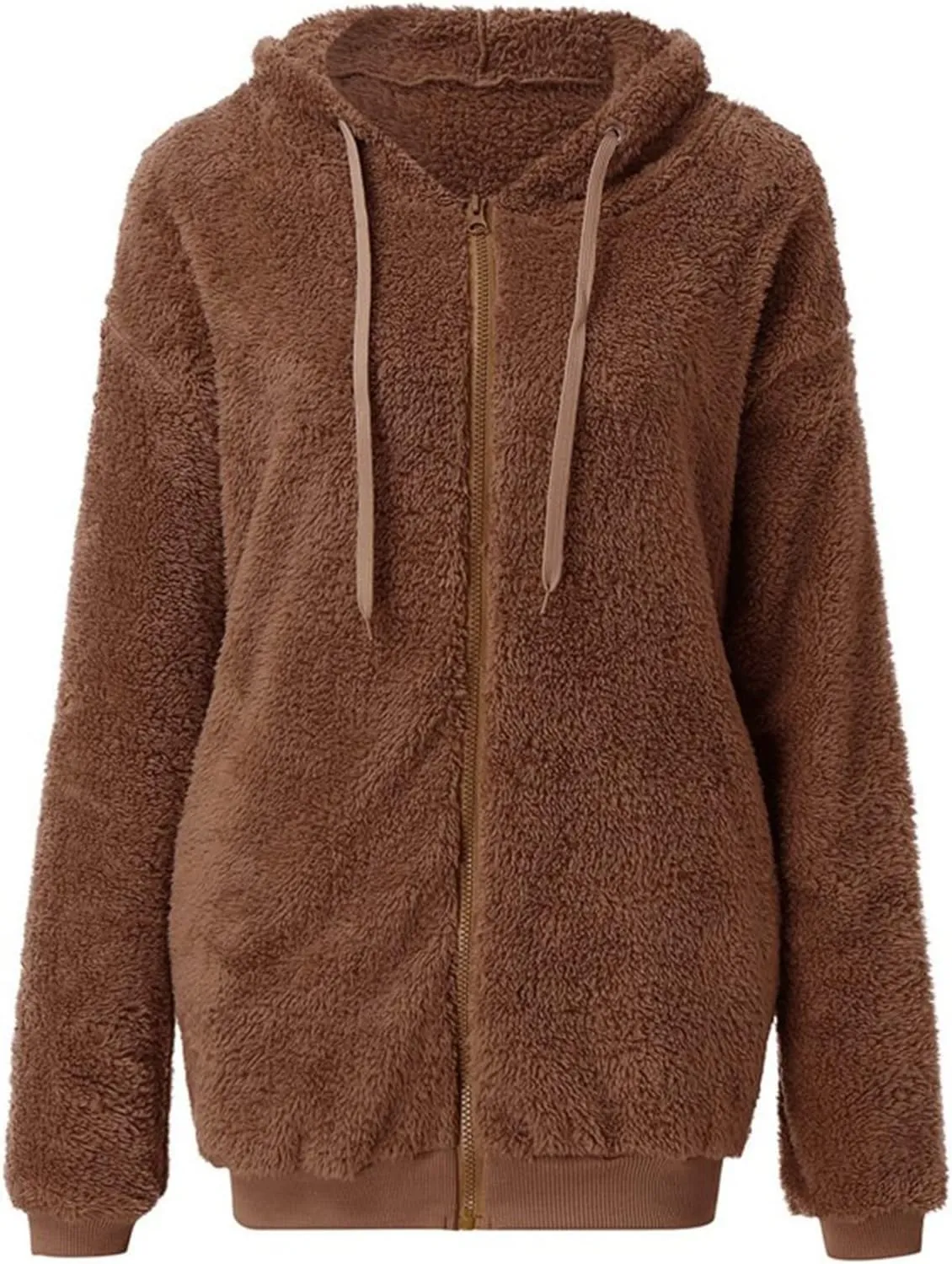 Cdiecer Fluffy Fleece Hoodies Womens Zip Up Sweatshirt Warm Hooded Jacket Oversized Sherpa Coat Outwear with Pockets