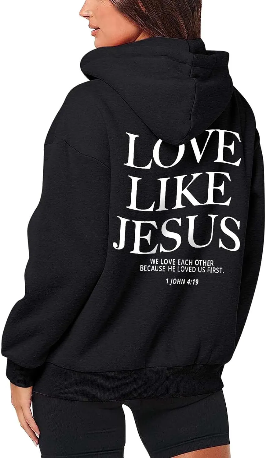 Christian Sweatshirt Women Jesus Loves You Hoodie Oversized Jesus Faith Pullover Inspirational Long Sleeve Tops