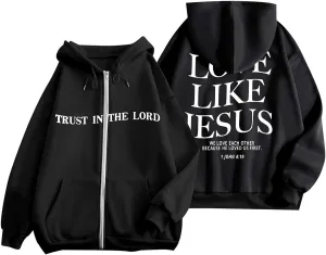 Christian Sweatshirt Women Jesus Loves You Hoodie Oversized Jesus Faith Pullover Inspirational Long Sleeve Tops