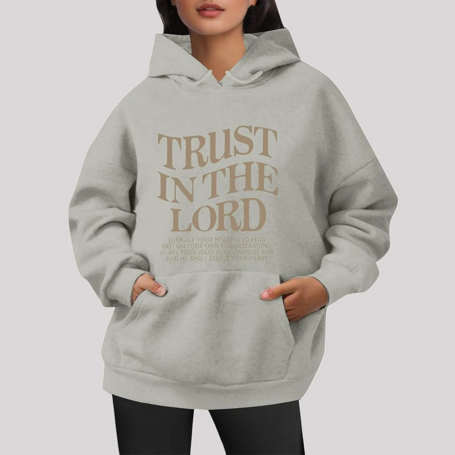 Christian Sweatshirts For Women Trust In The Lord Hoodies Long Sleeve Oversized Hoodies Faith Bible Verse Sweatshirt