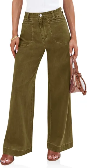 Cicy Bell Womens Wide Leg Jeans High Waisted Stretchy Baggy Loose Denim Casual Pants with Pockets
