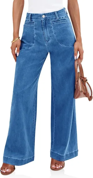 Cicy Bell Womens Wide Leg Jeans High Waisted Stretchy Baggy Loose Denim Casual Pants with Pockets