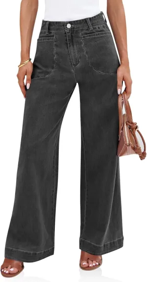 Cicy Bell Womens Wide Leg Jeans High Waisted Stretchy Baggy Loose Denim Casual Pants with Pockets